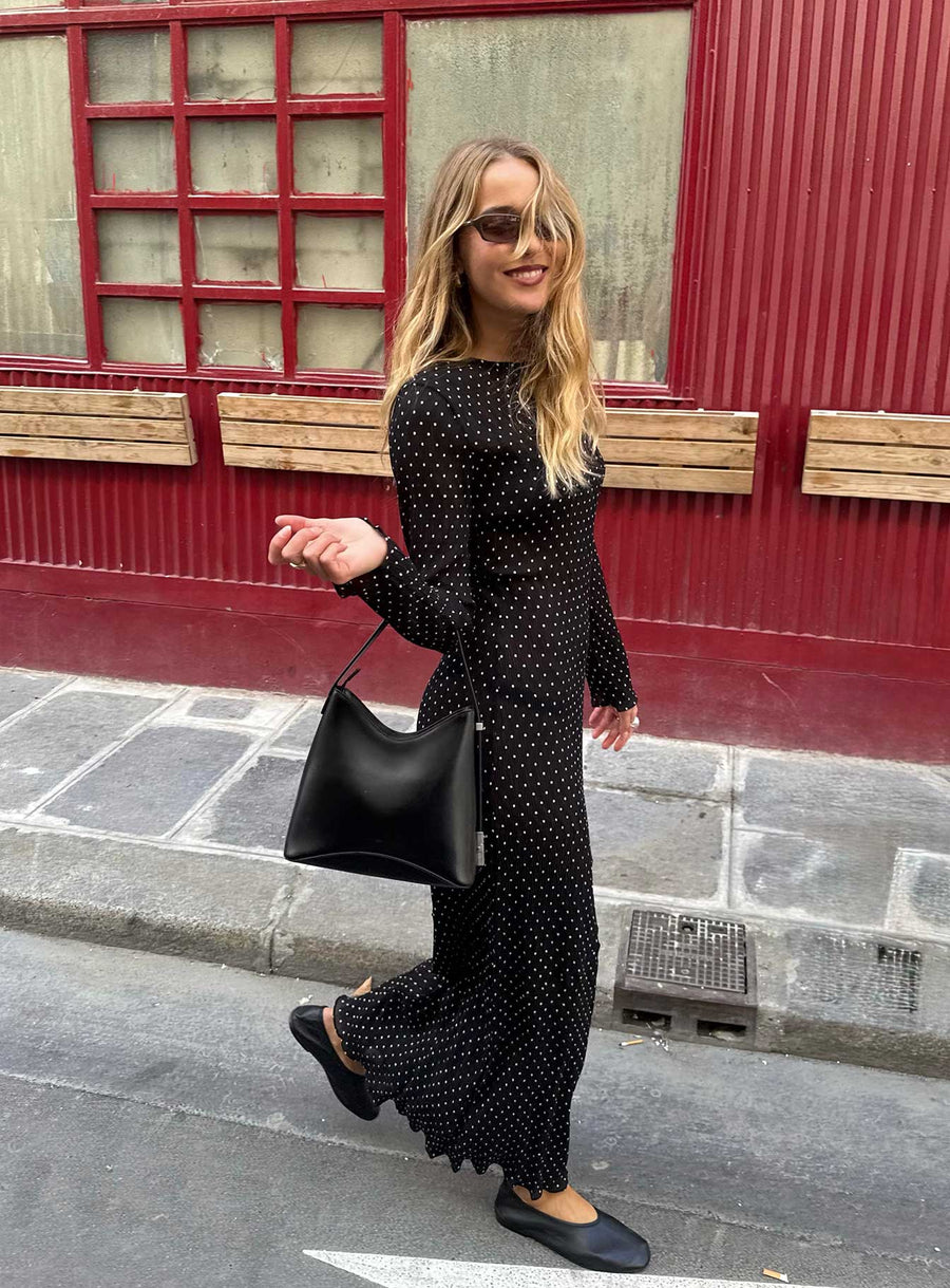 Haven Long Sleeve Maxi Dress Noir Polka · photo 1