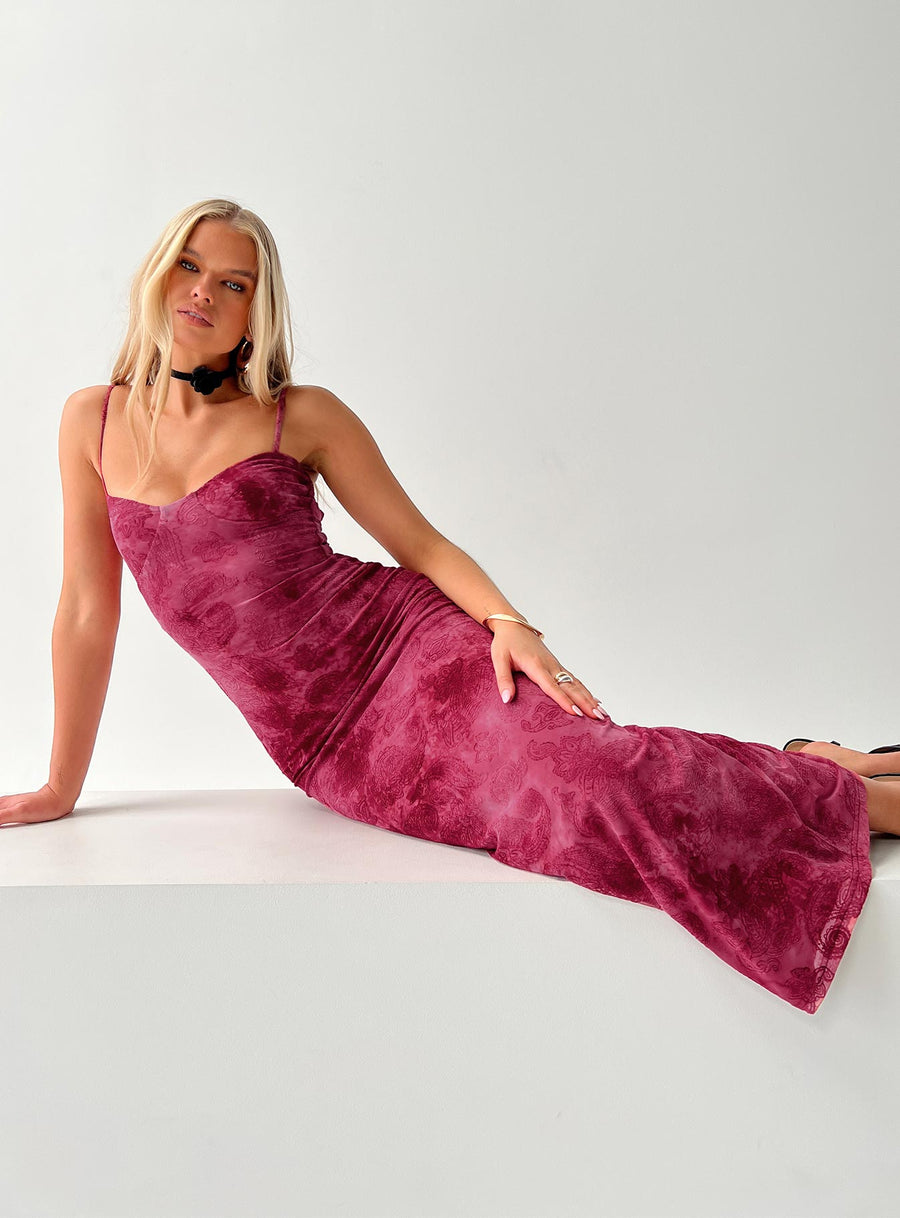 Orla Paisley Maxi Dress Burgundy · photo 1
