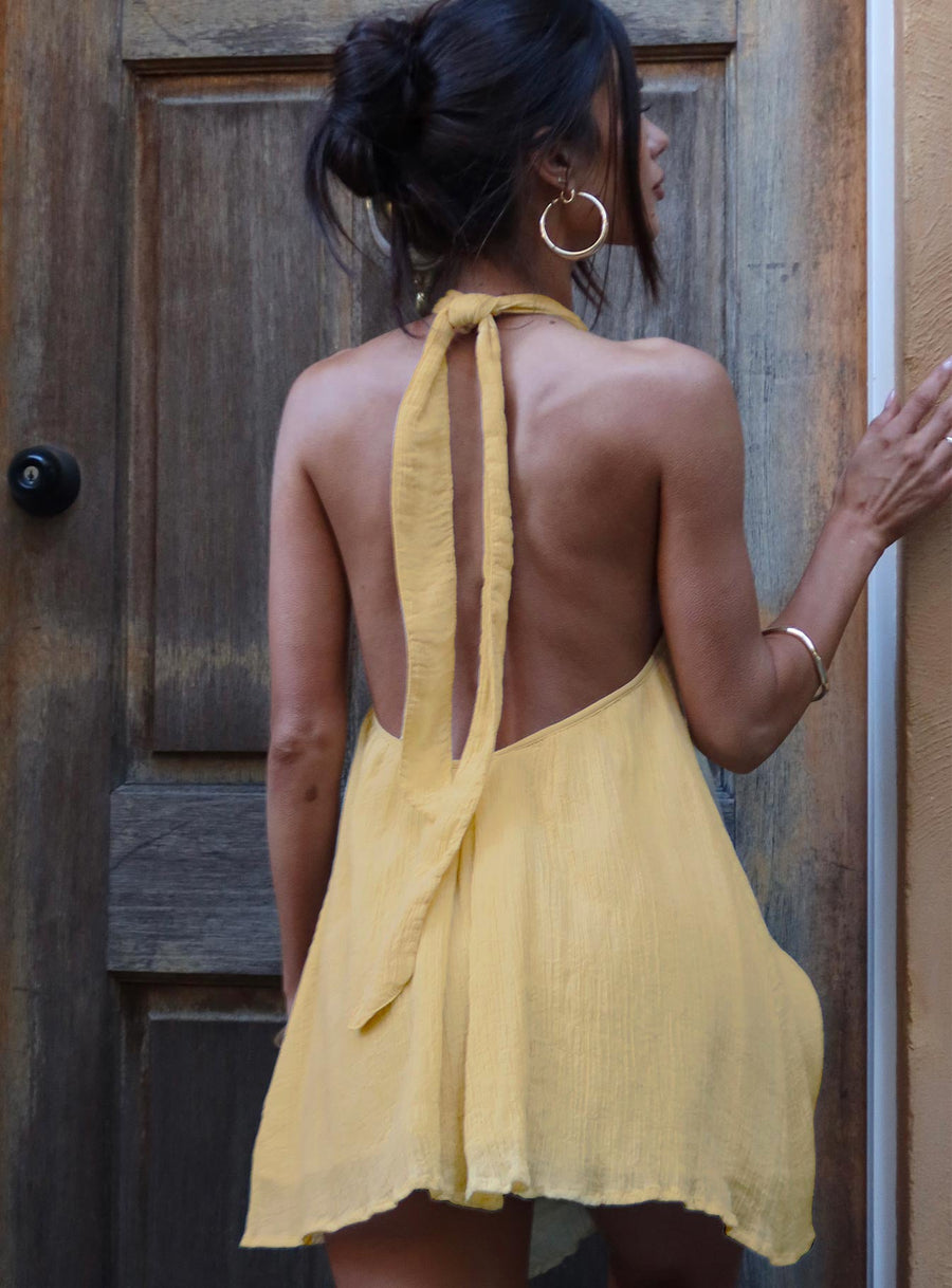 Kaiko Halter Mini Dress Yellow · photo 1