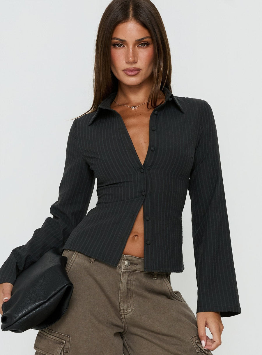 Anni Pinstripe Shirt Black · photo 1