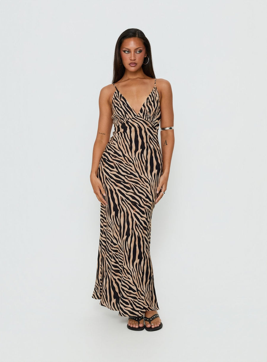 Cherilynn V Neck Maxi Dress Zebra · photo 1