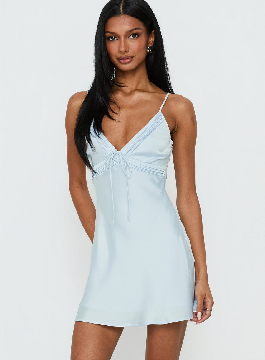 Iseabal V Neck Mini Dress Ice Blue · photo 1