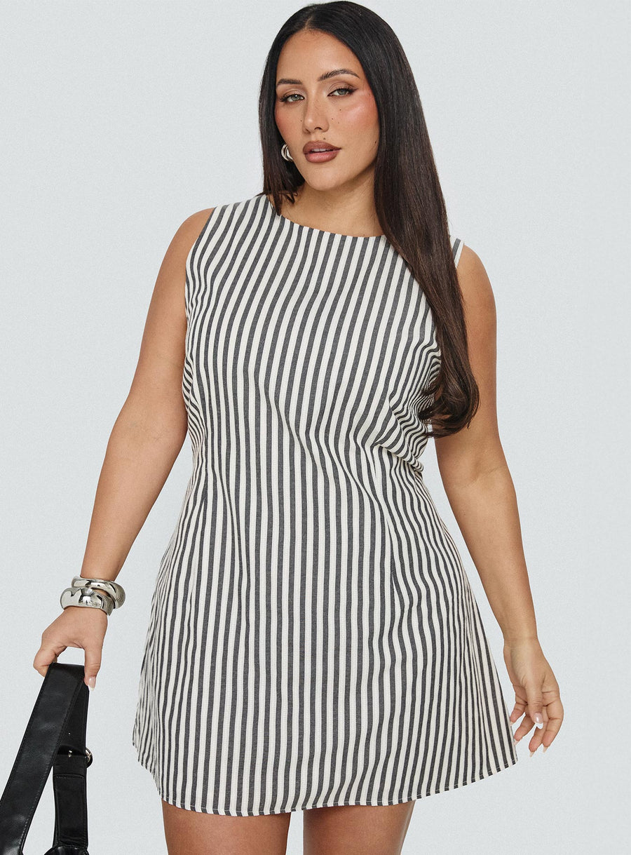 Alfalfa Shift Mini Dress Grey Stripe Curve · photo 1