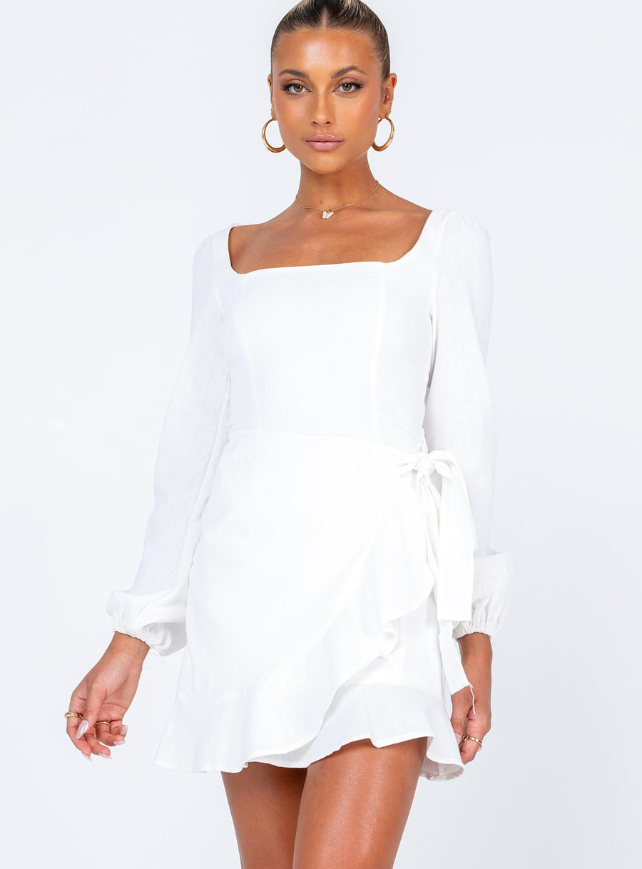 The Villa Long Sleeve Mini Dress White · photo 3