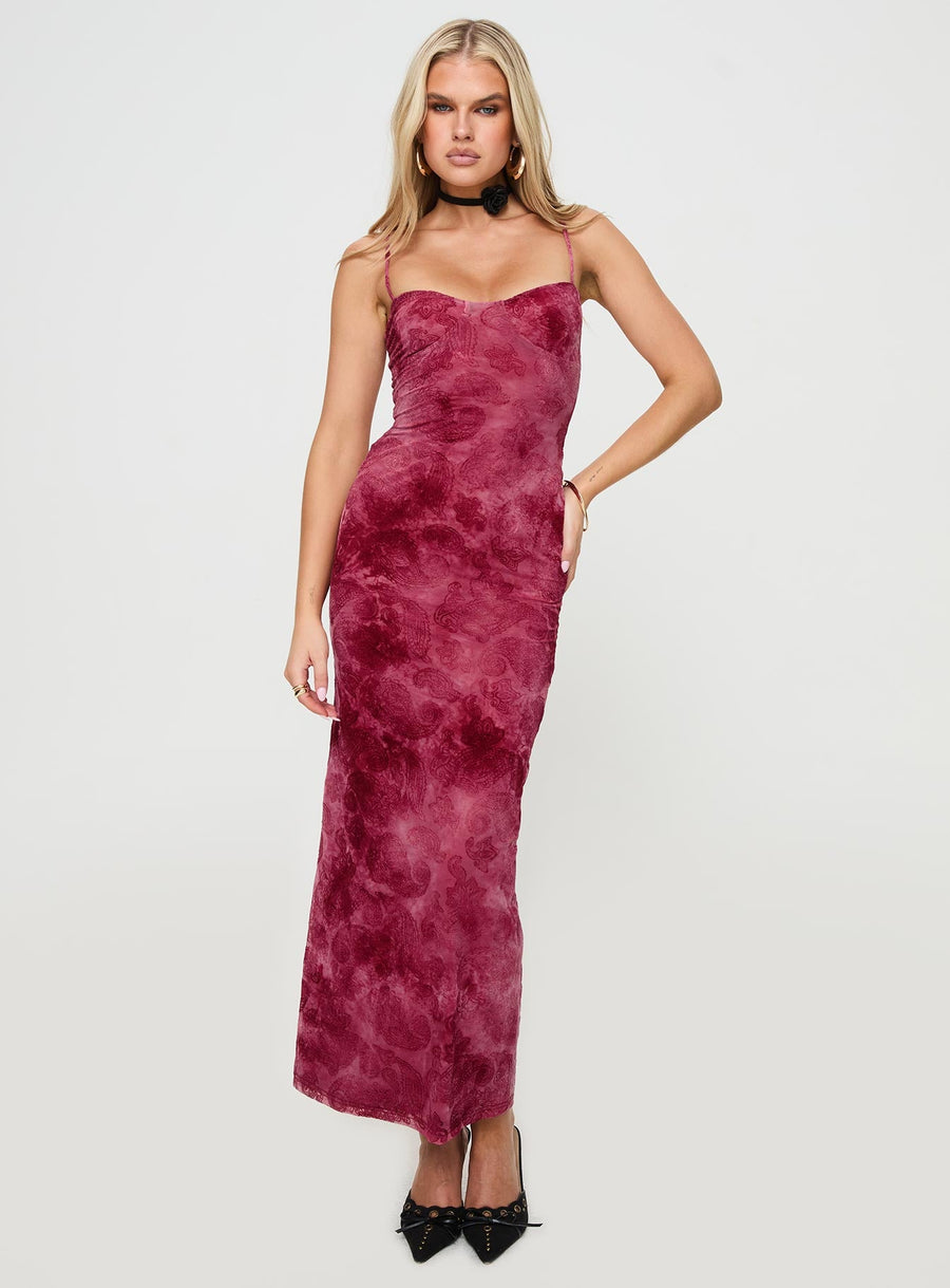 Orla Paisley Maxi Dress Burgundy · photo 2