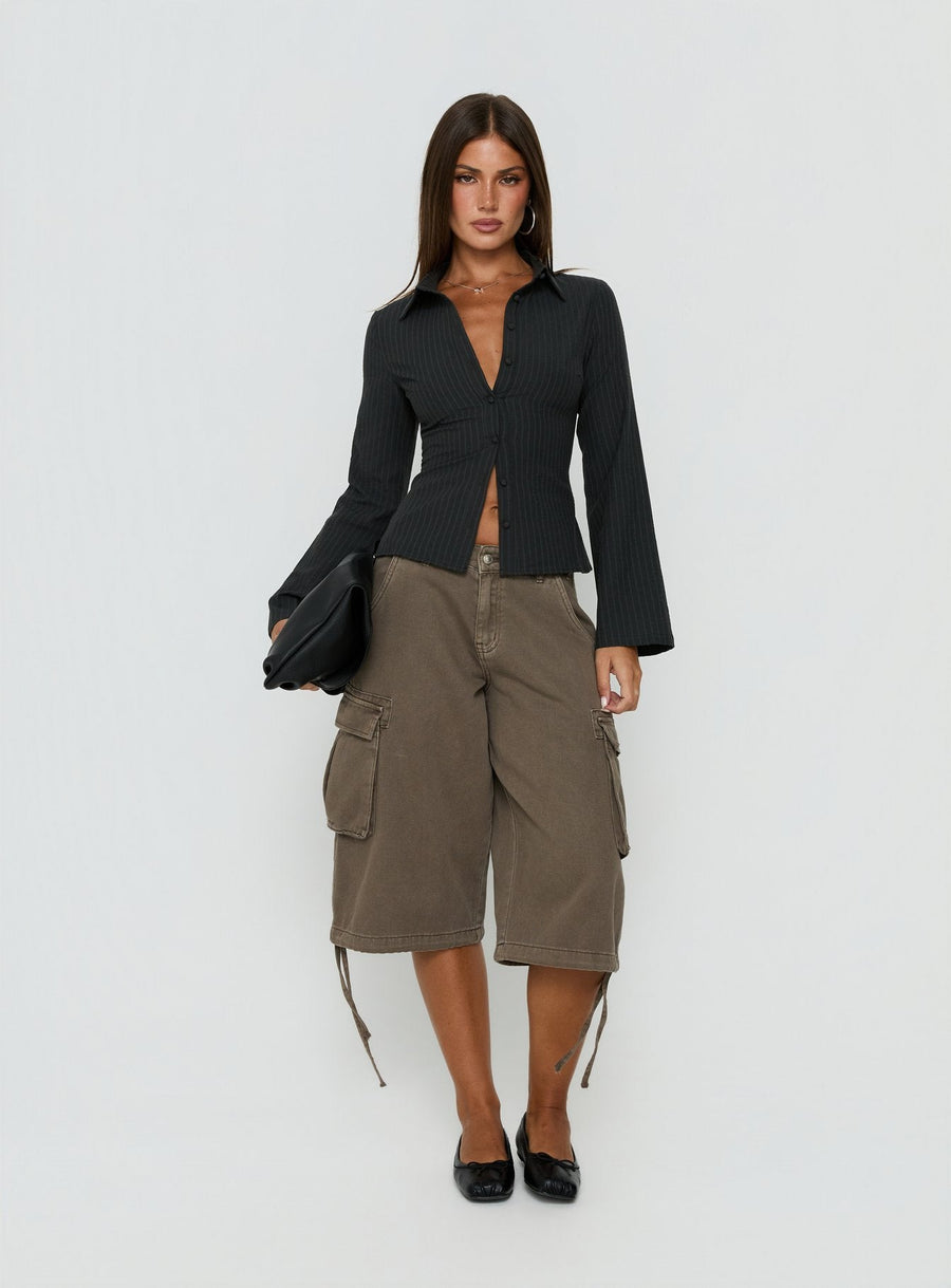 Anni Pinstripe Shirt Black · photo 2