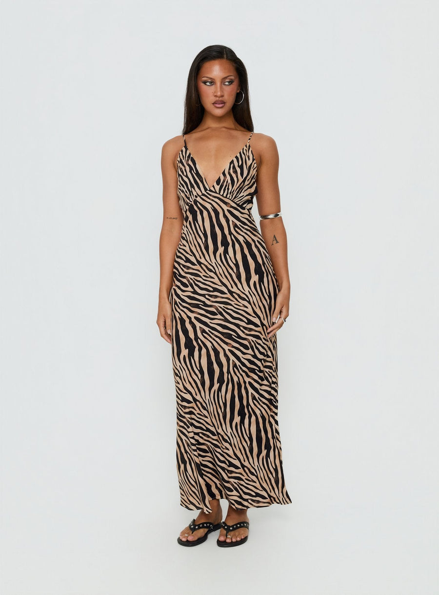 Cherilynn V Neck Maxi Dress Zebra · photo 2