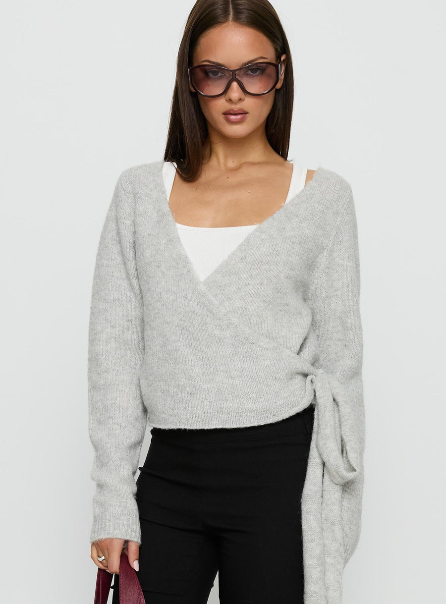 Tonee Wrap Knit Cardigan Grey · photo 2