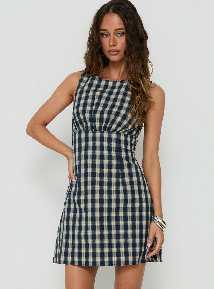 Sweet Somethings Mini Dress Navy Check · photo 2