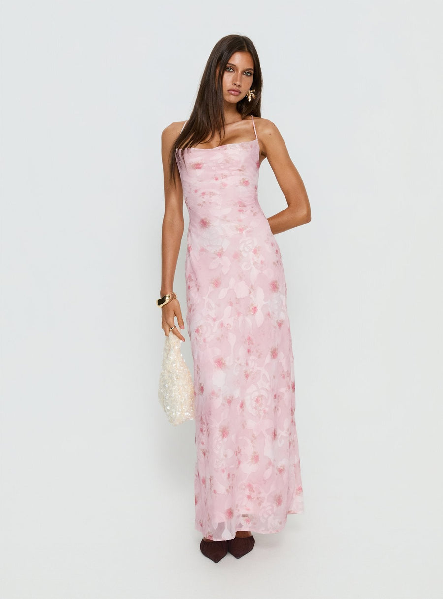 Celena Maxi Dress Pink Floral Burnout · photo 2