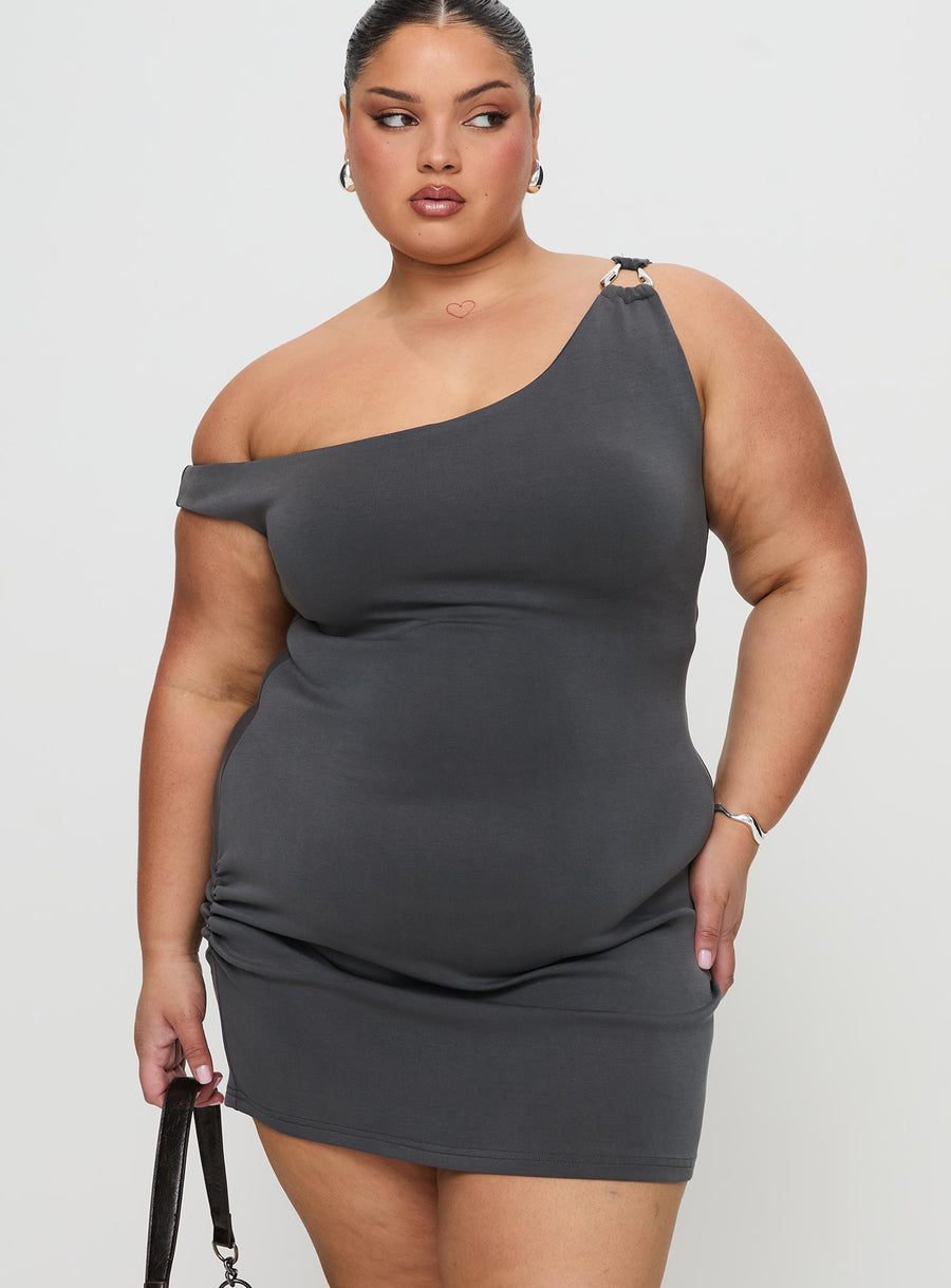 True Desires One Shoulder Mini Dress Grey · photo 11