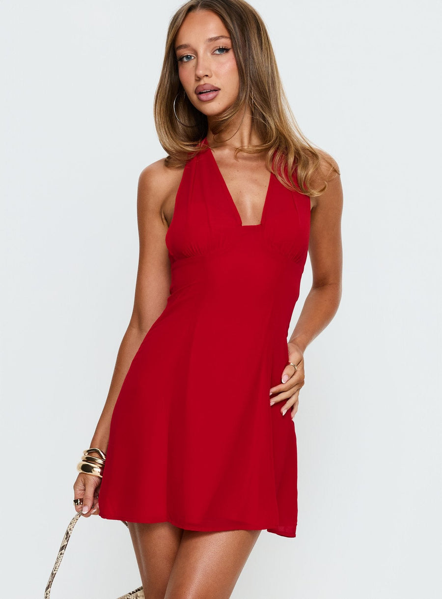 Oneida Halter Mini Dress Red · photo 2