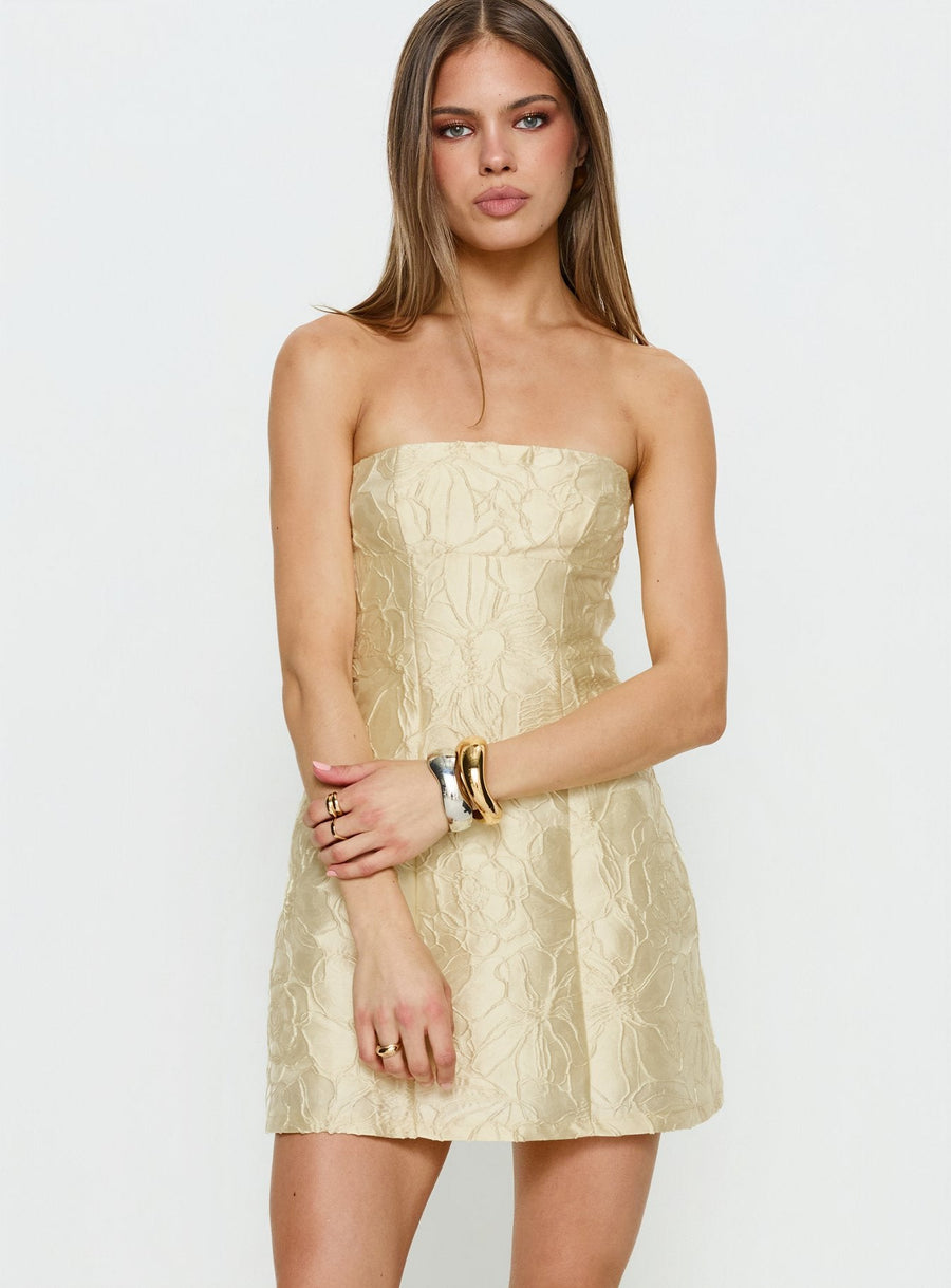 Cross Your Heart Strapless Mini Dress Lemon · photo 1