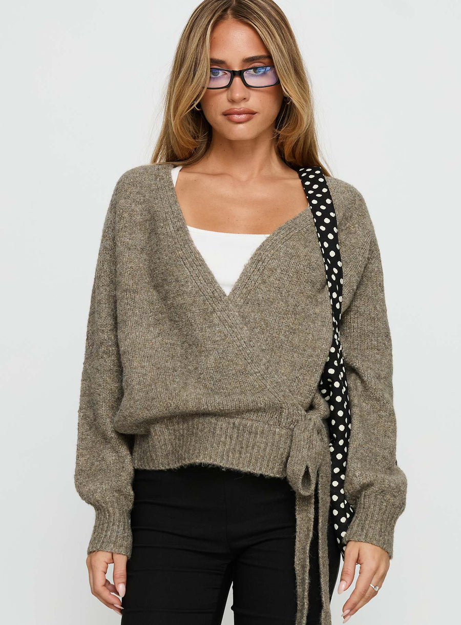 Daelan Wrap Knit Cardigan Brown · photo 7
