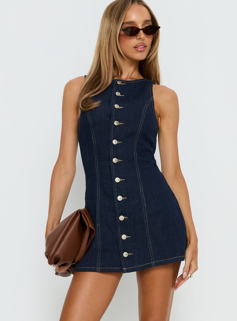 Yumiko Denim Romper Raw Denim · photo 2