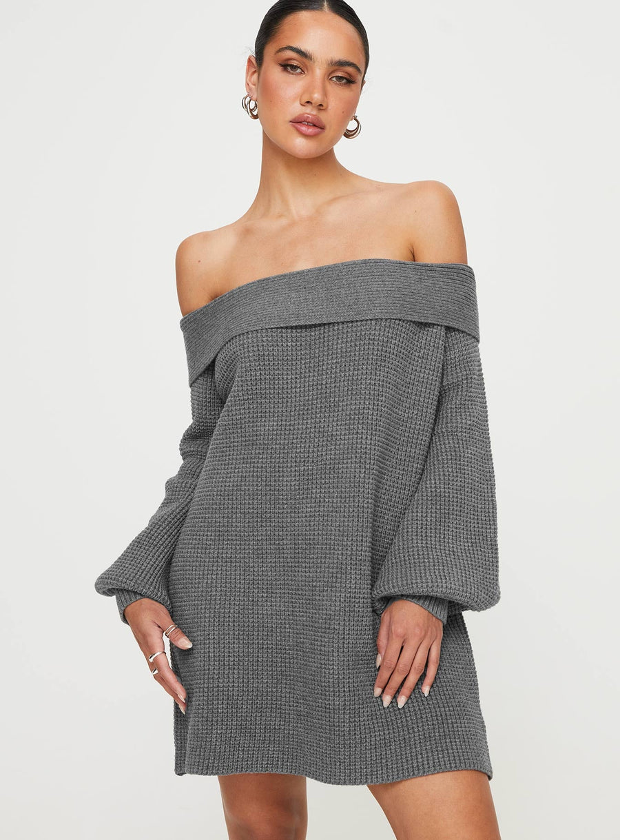 Deya Off The Shoulder Mini Dress Grey · photo 5