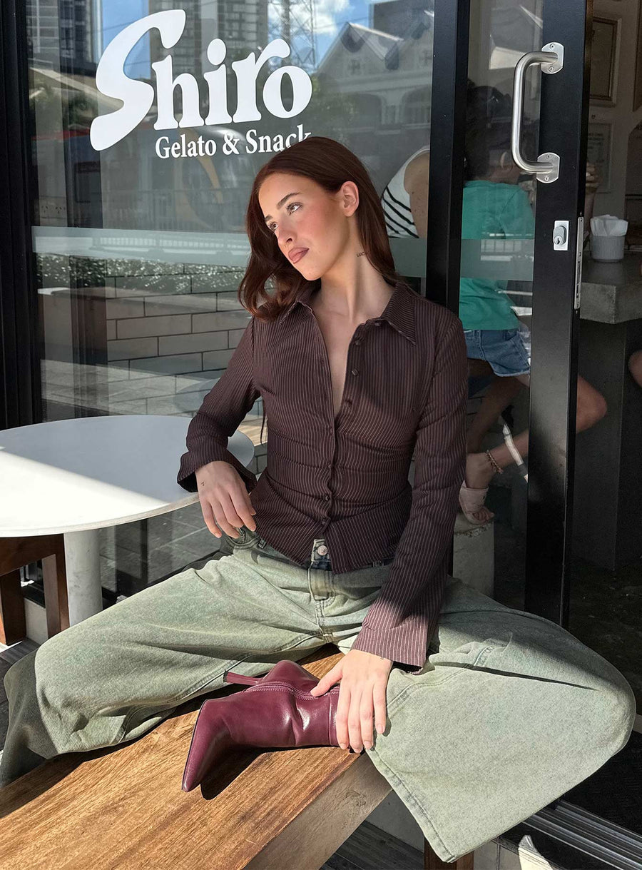Anni Pinstripe Shirt Brown · photo 9