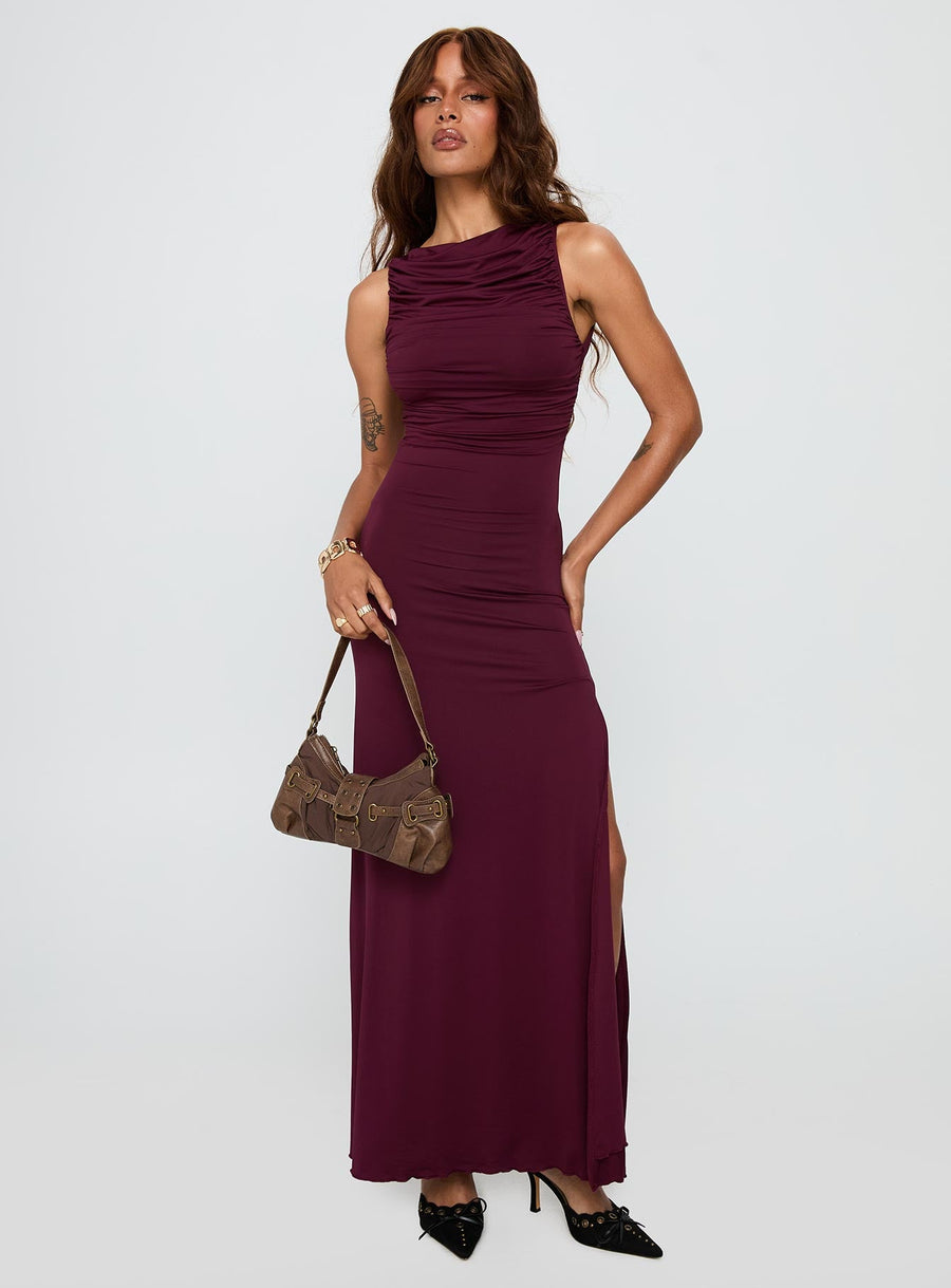 Undeniable Cut Out Maxi Dress Plum · photo 3