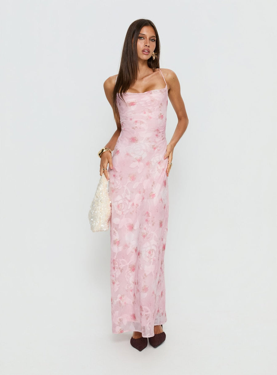 Celena Maxi Dress Pink Floral Burnout · photo 3