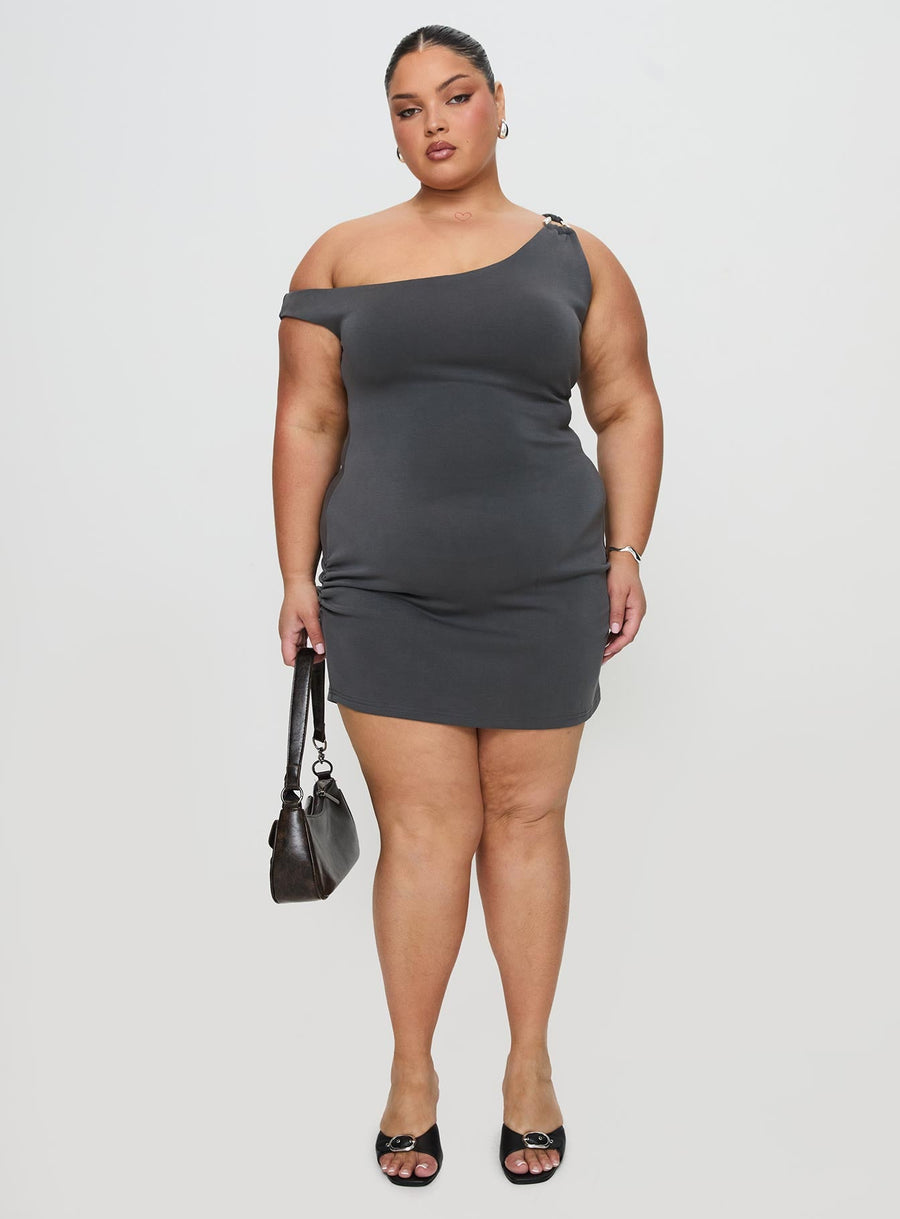 True Desires One Shoulder Mini Dress Grey · photo 12