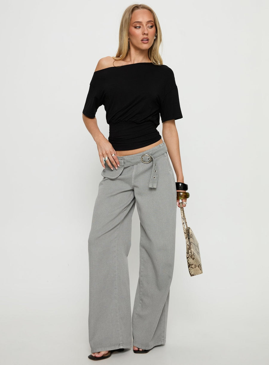 Ashlinn Off Shoulder Drapey Top Black · photo 3