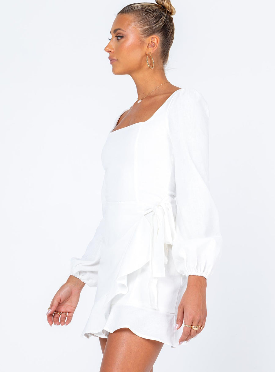 The Villa Long Sleeve Mini Dress White · photo 5