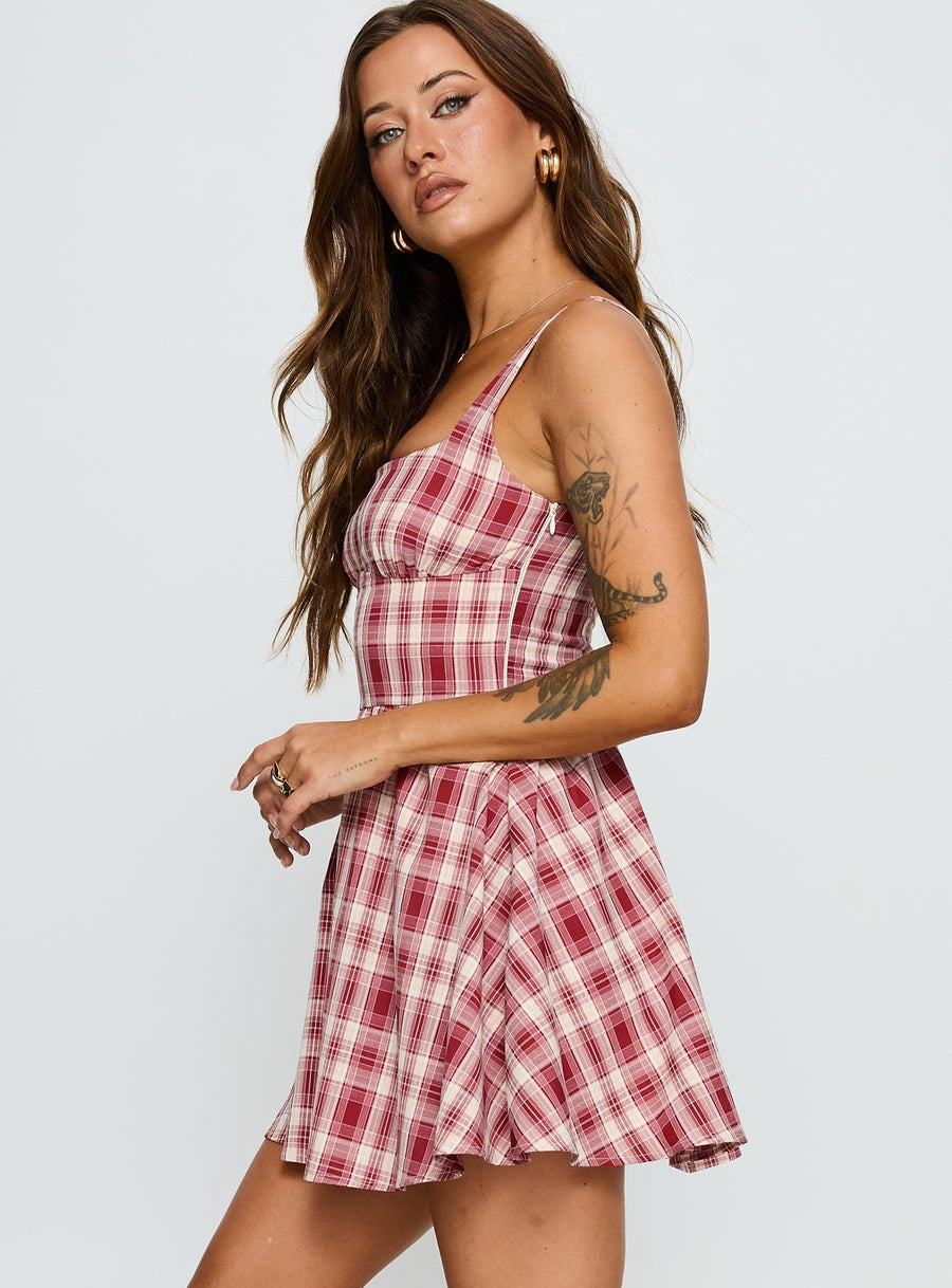 Ofeliah Mini Dress Red Check · photo 4