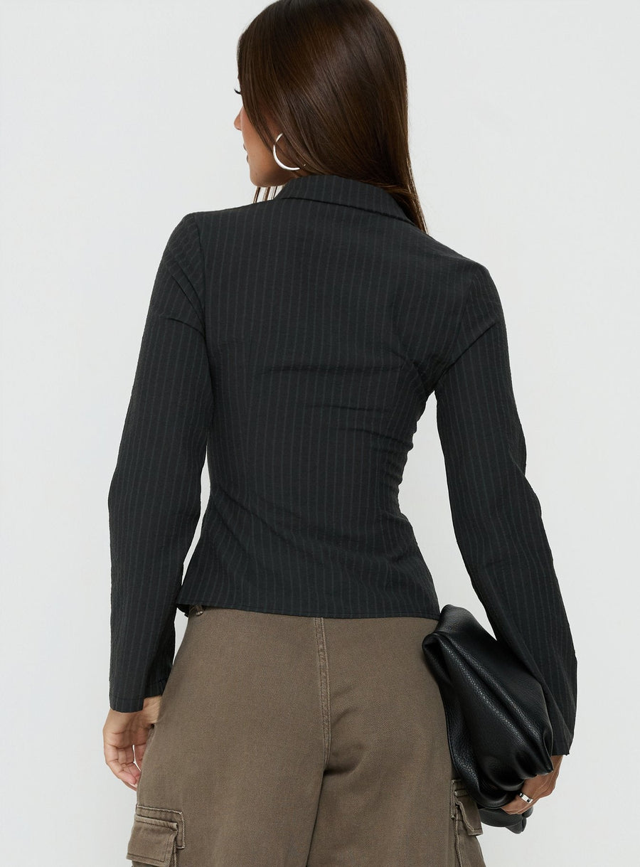 Anni Pinstripe Shirt Black · photo 4
