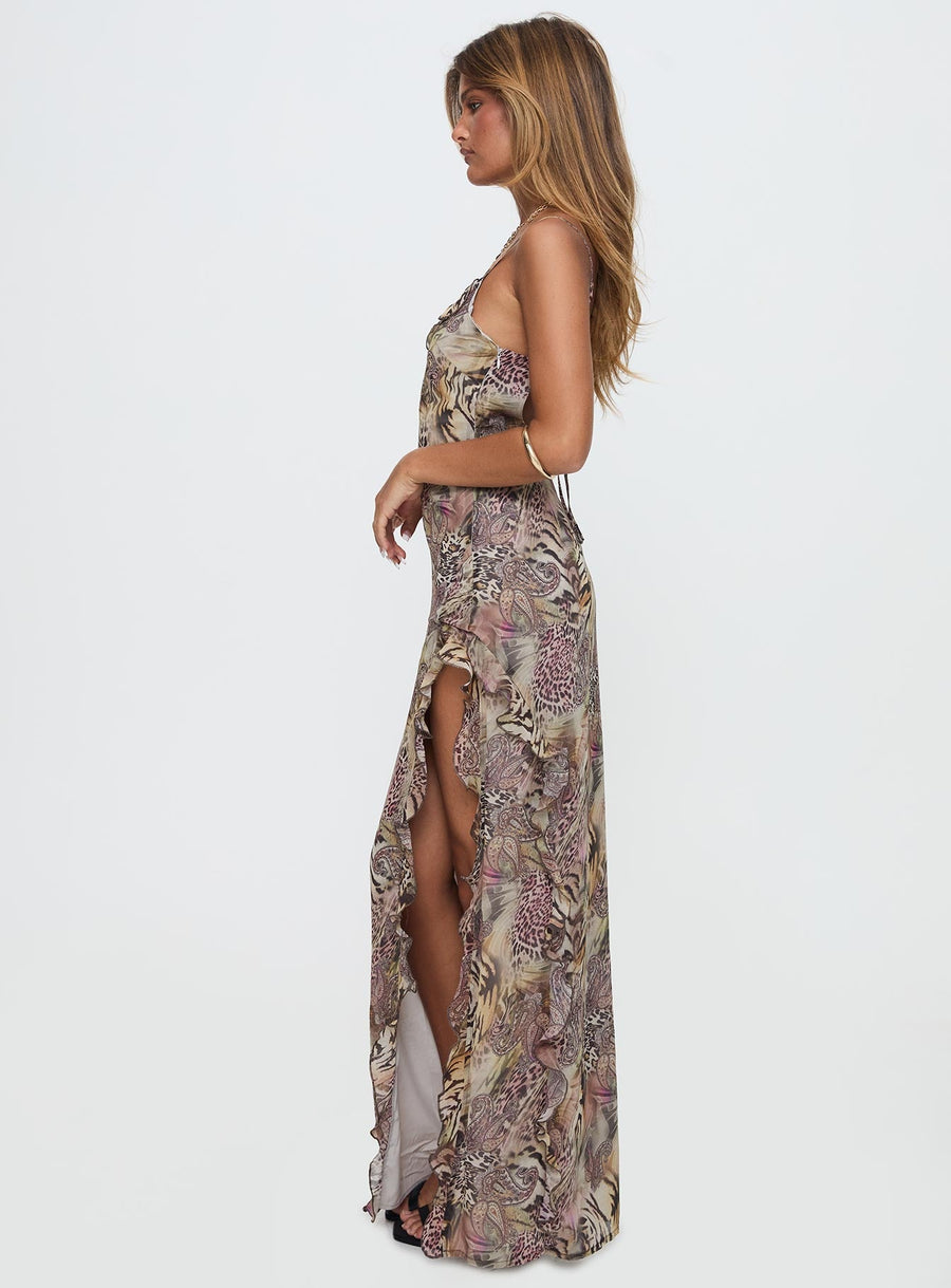 Sympathize Frill Split Maxi Dress Multi · photo 4
