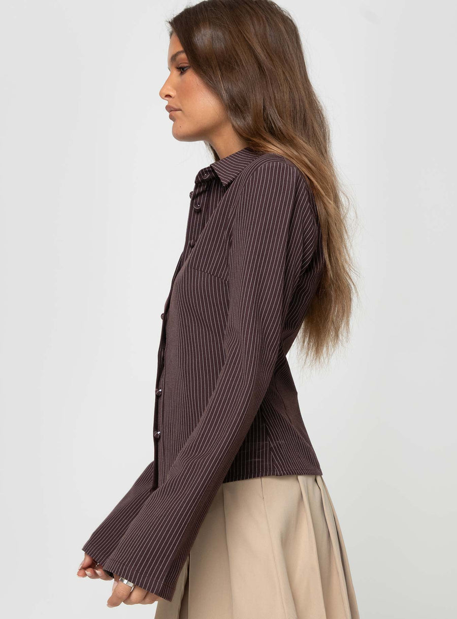 Anni Pinstripe Shirt Brown · photo 4