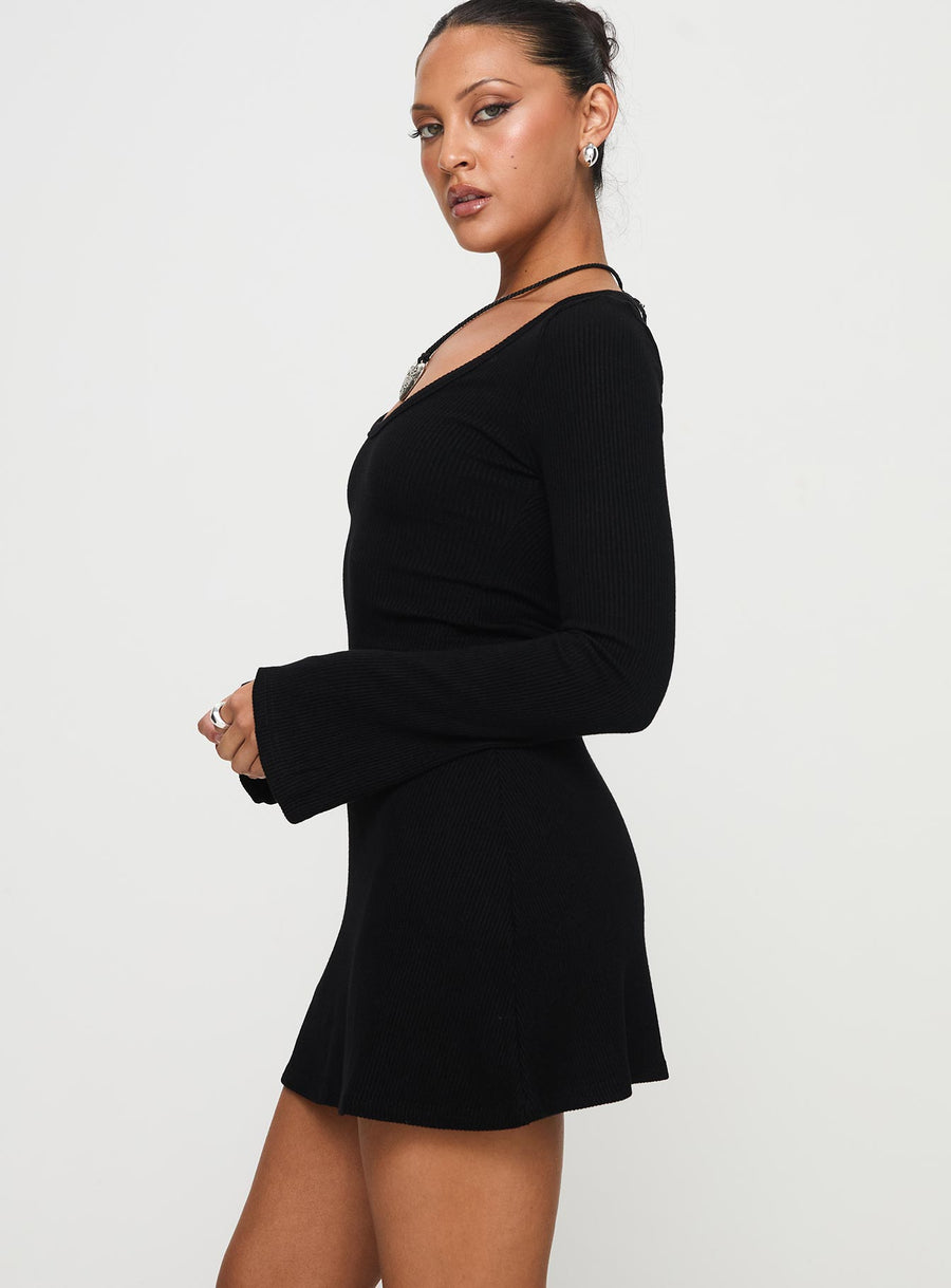 Best Interest Long Sleeve Mini Dress Black Tall · photo 3