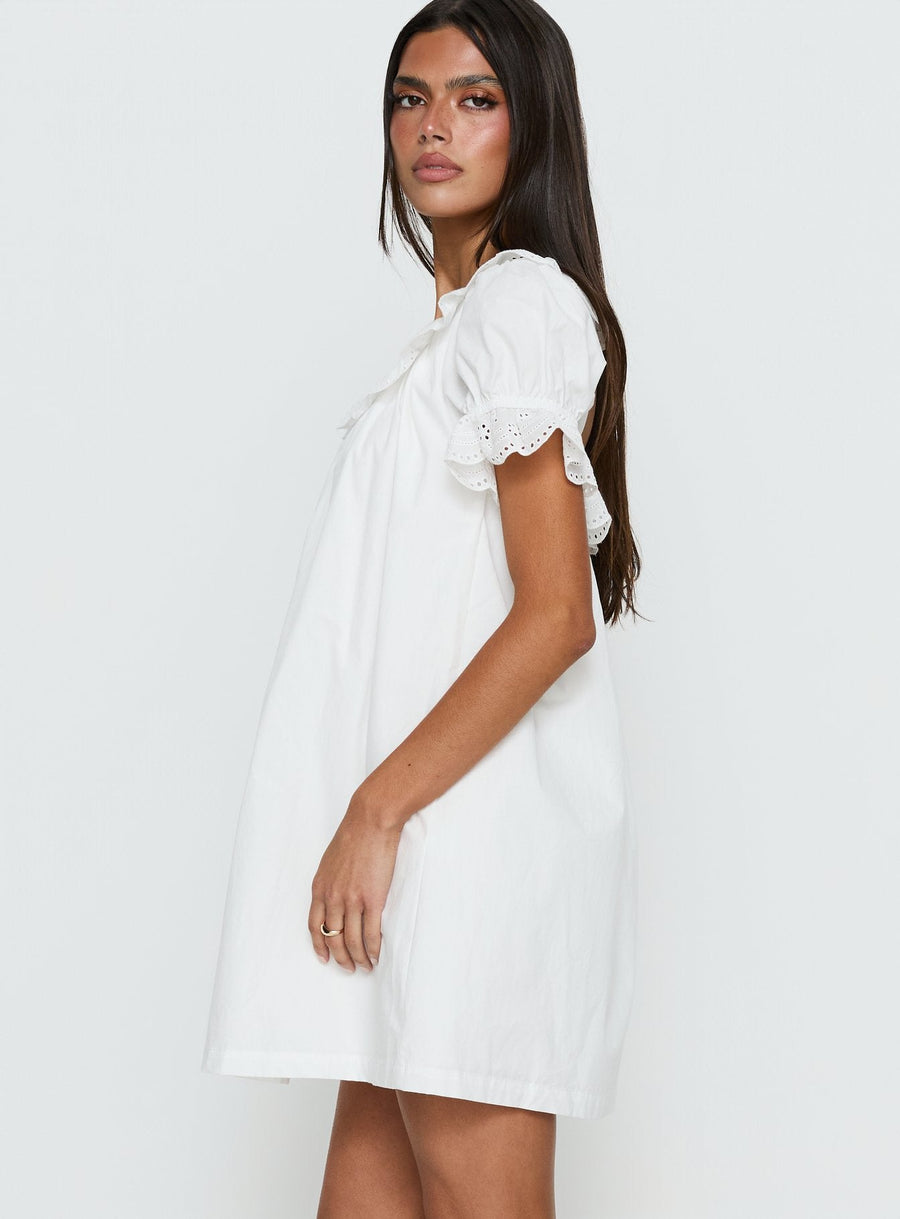 Trinka Frill Collared Mini Dress White · photo 4