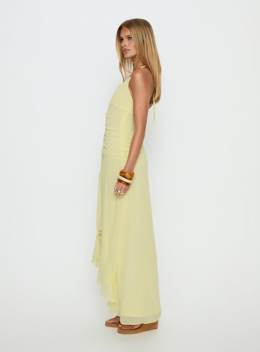 Roxine Asymmetrical Halter Maxi Dress Yellow · photo 3
