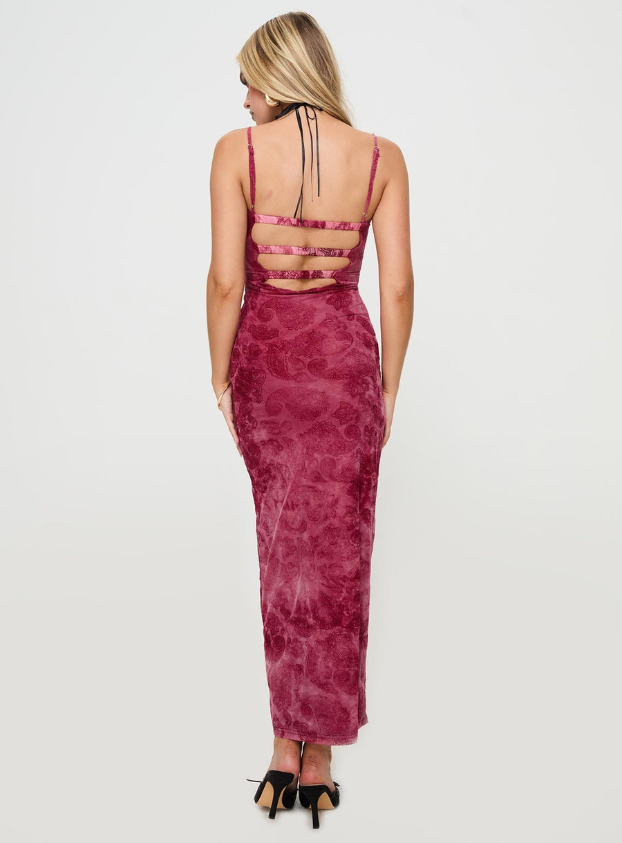 Orla Paisley Maxi Dress Burgundy · photo 5