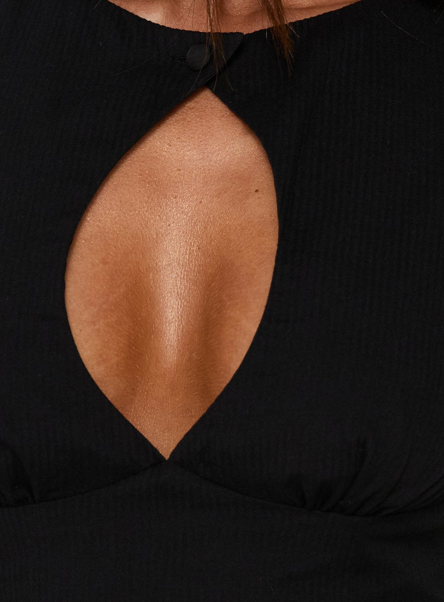 Zyrella Keyhole Cut Out Frill Top Black · photo 5