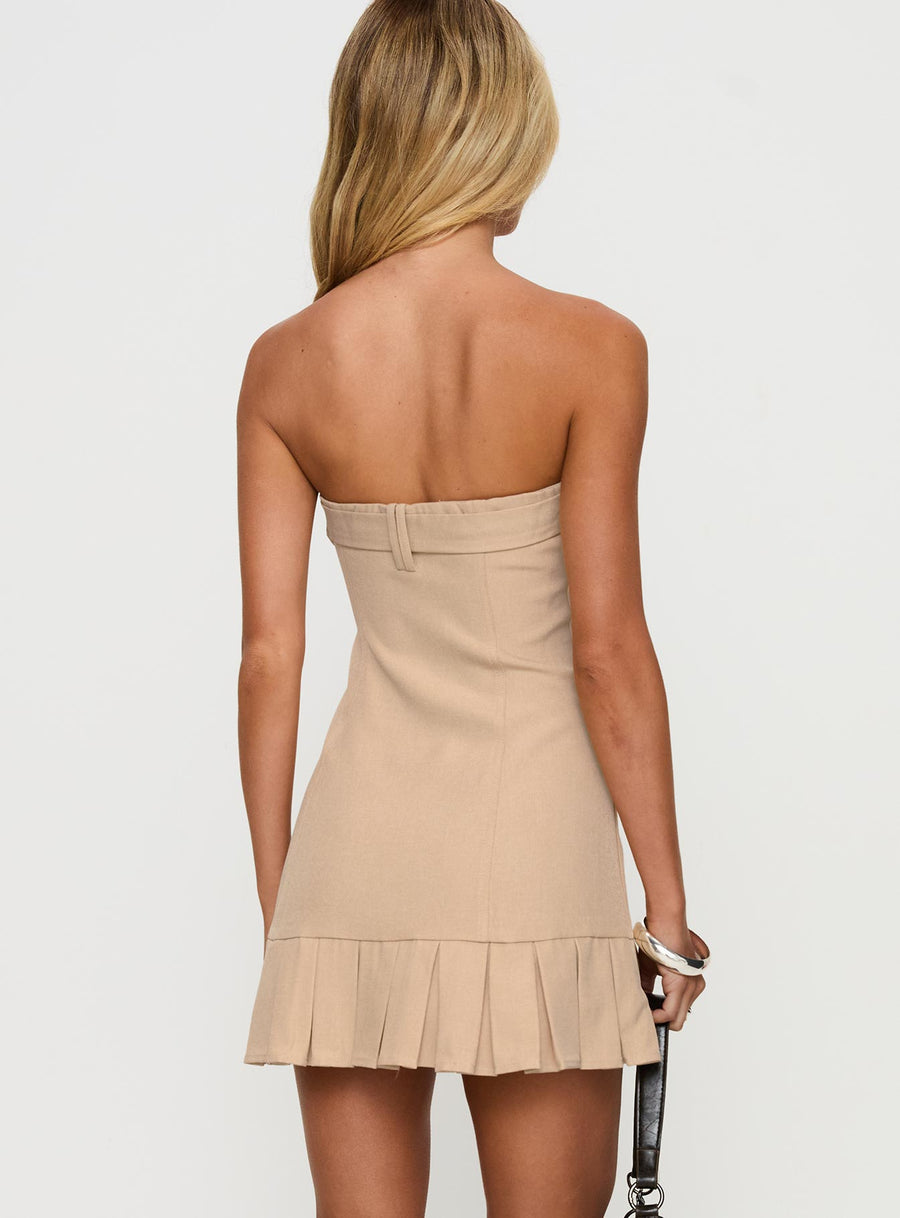 Sesamie Belted Mini Dress Beige · photo 5
