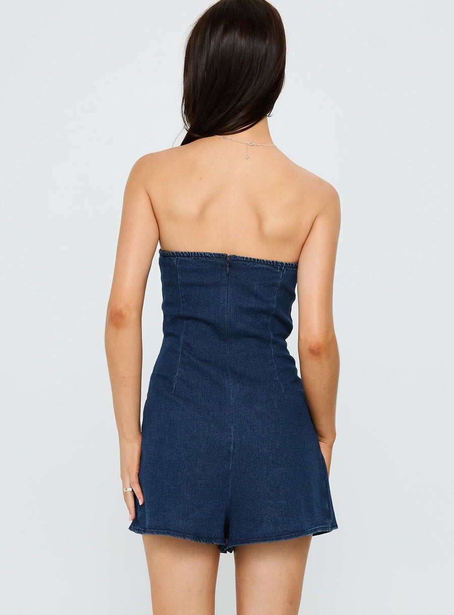Fantastical Strapless Playsuit Dark Denim · photo 5