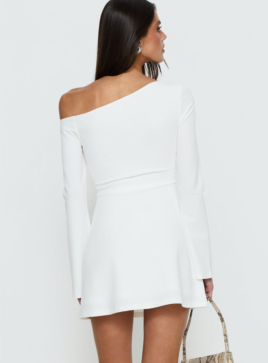 Adrietta Long Sleeve Off Shoulder Mini Dress White · photo 5