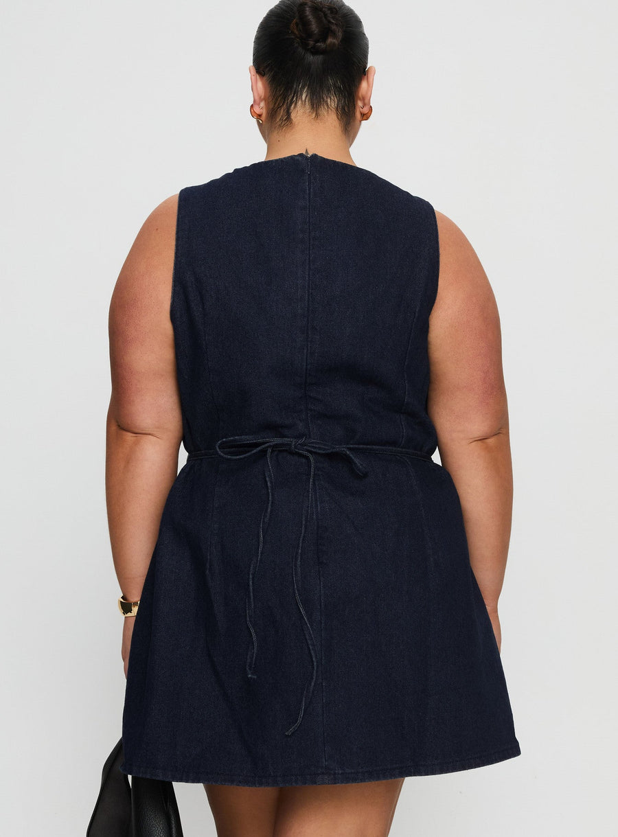 Ainsleigh Shift Denim Playsuit Dark Wash Curve · photo 5