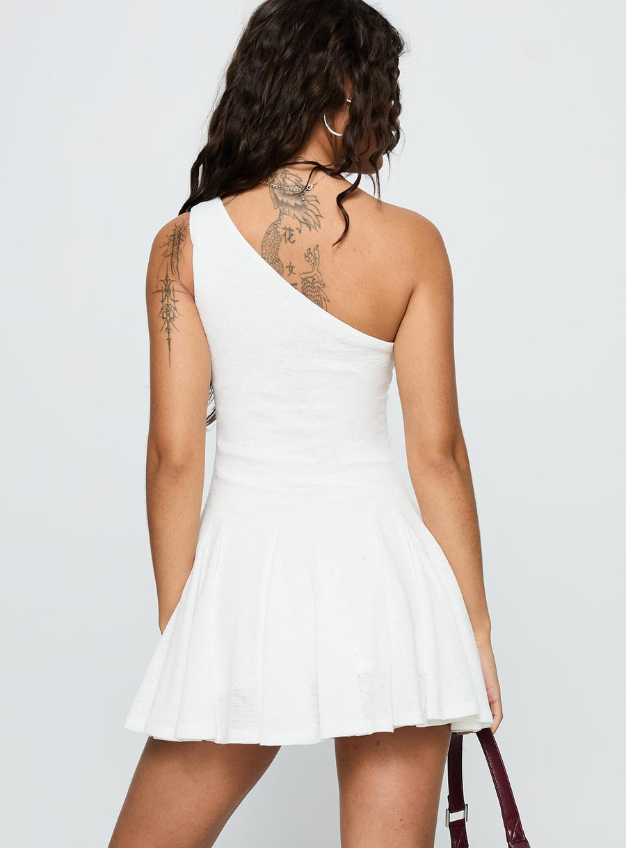 Writing Vows One Shoulder Mini Dress White · photo 5
