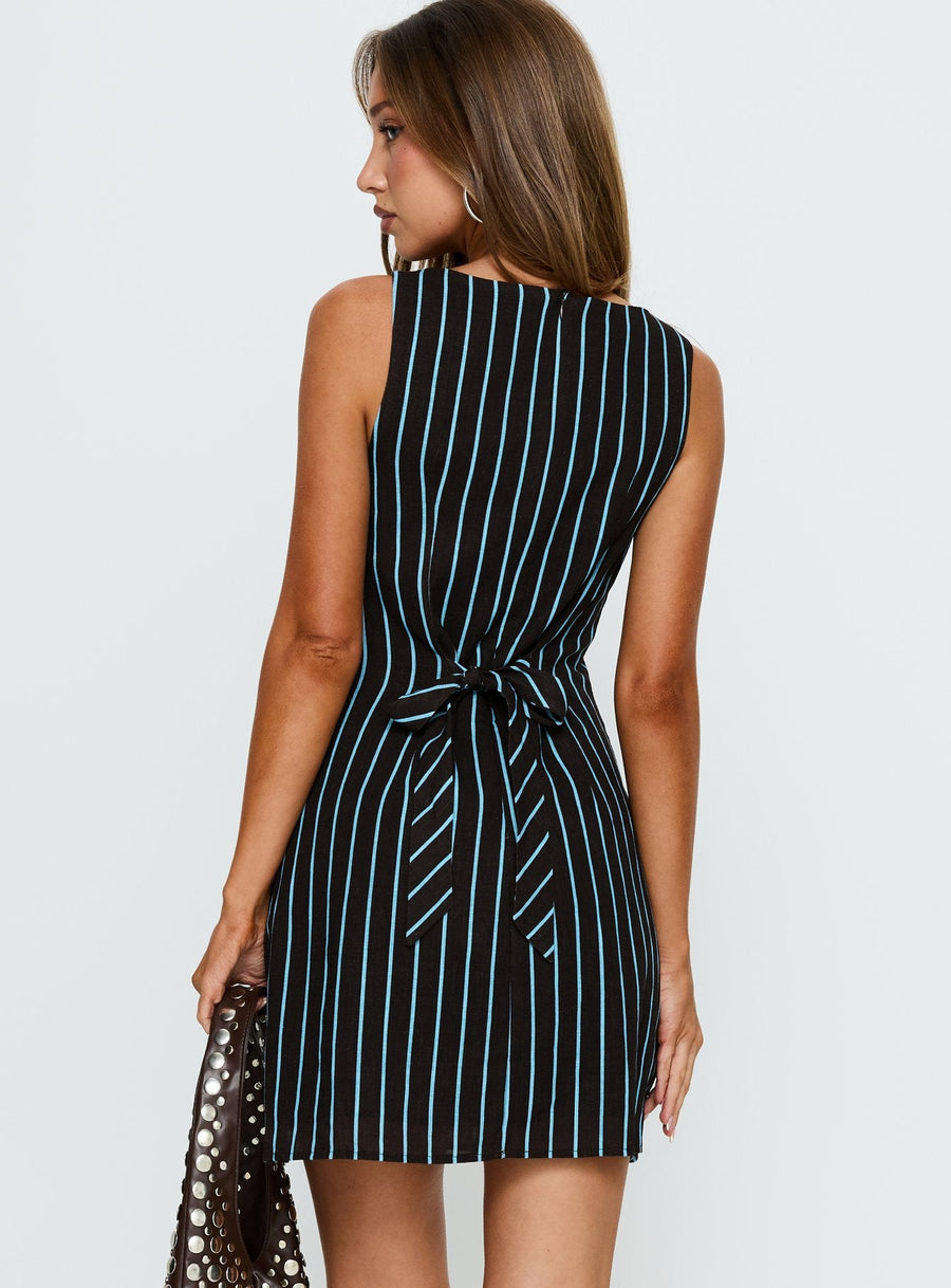 Alfalfa Shift Mini Dress Brown / Blue Stripe · photo 5