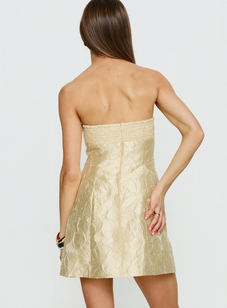 Cross Your Heart Strapless Mini Dress Lemon · photo 4