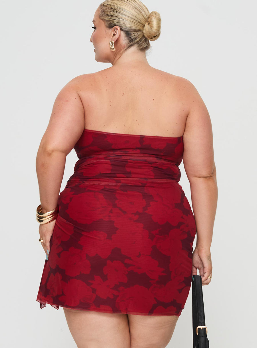 Donelli Mini Dress Burgundy / Red Floral Curve · photo 5