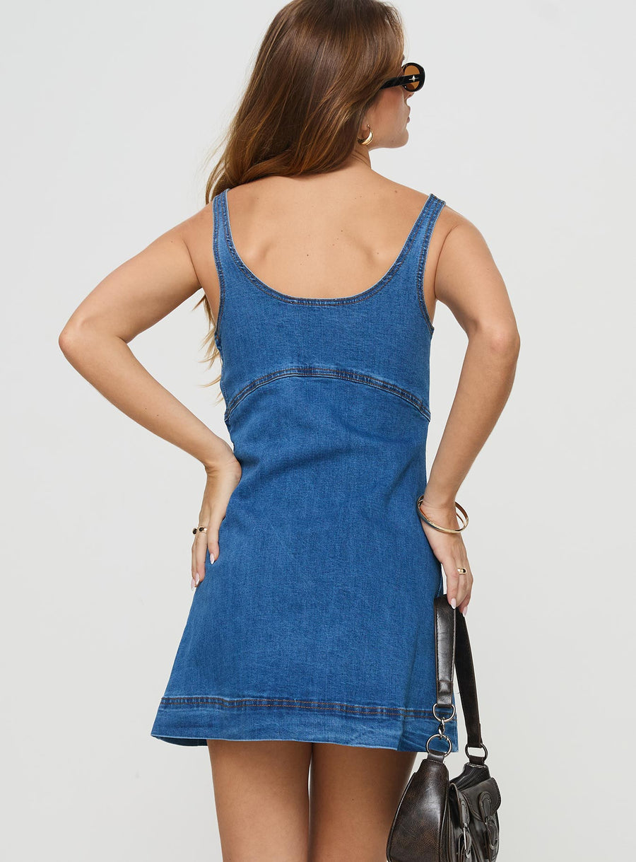 Rautha Denim Mini Dress Mid Wash · photo 5