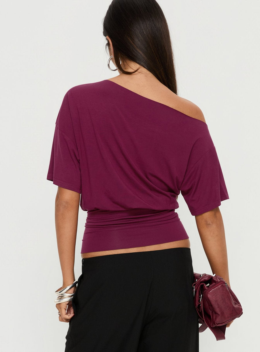 Ashlinn Off Shoulder Drapey Top Cherry Lacquer · photo 5