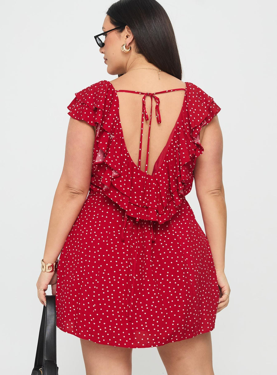 Cherry Schnapps Flutter Mini Dress Red Polka Curve · photo 4