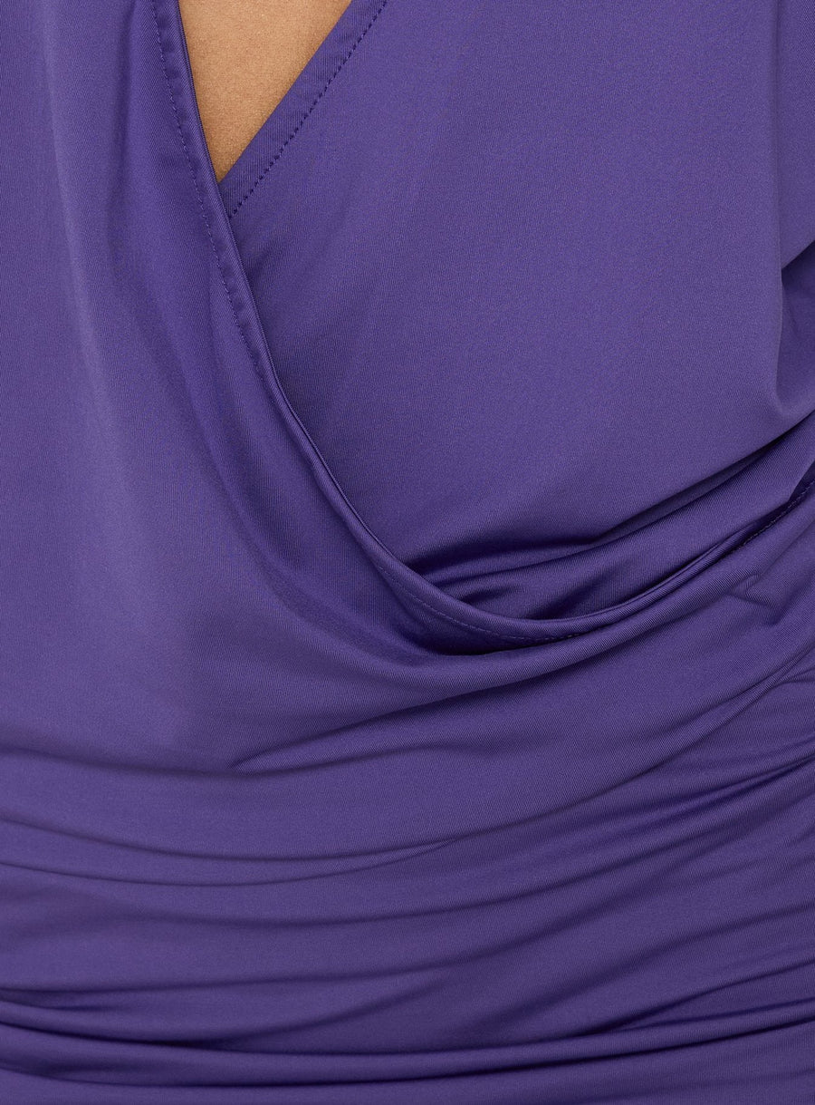 Ameria Plunge Cross Front Short Sleeve Mini Dress Violet · photo 6