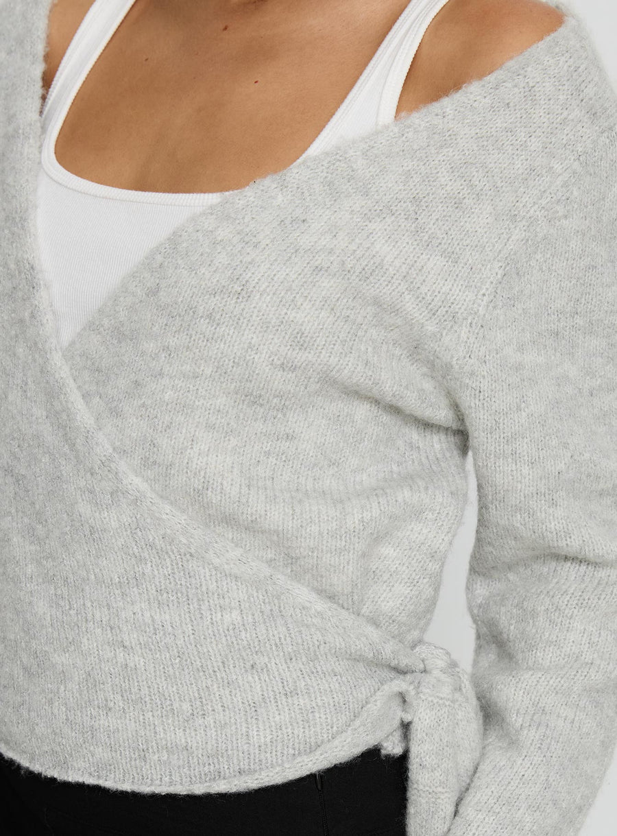 Tonee Wrap Knit Cardigan Grey · photo 6
