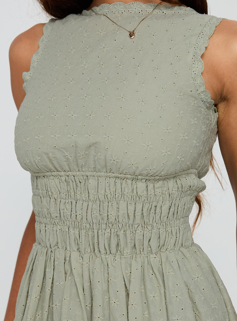 Vittoria Bubble Hem Mini Dress Sage · photo 6