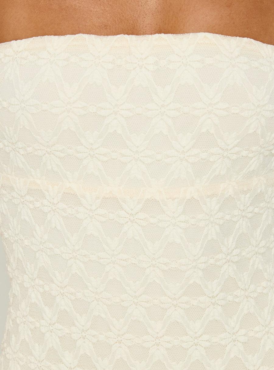 Aryela Strapless Textured Maxi Dress Cream · photo 6